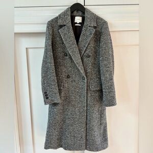 Vince Charcoal Herringbone Trench Coat